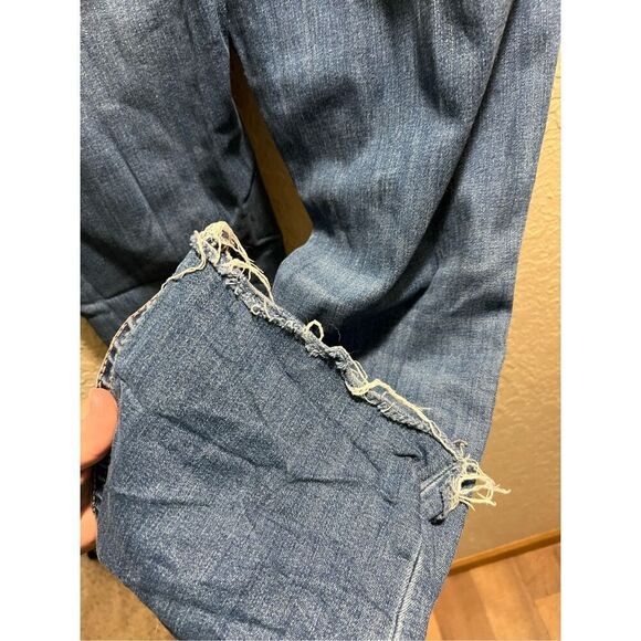 Express Stretch Barely Boot Mid Rise Jeans Woman’s Size 18R Frayed Bottoms - Picture 13 of 13